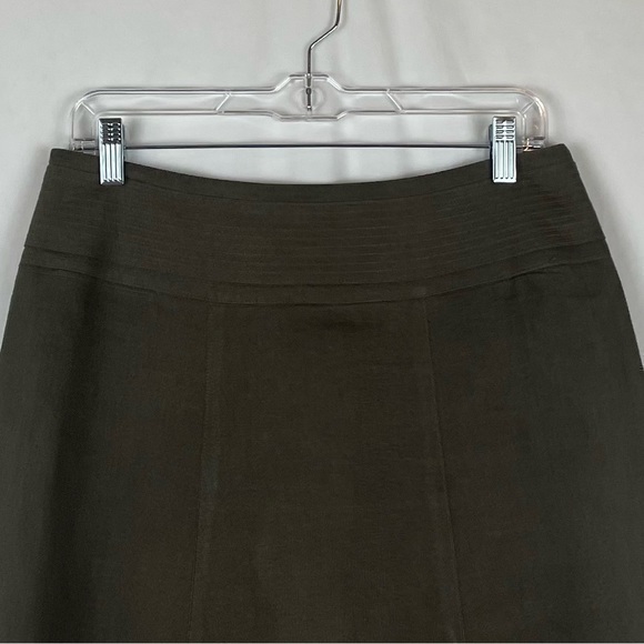 Talbots 100% Irish Linen Olive Green Midi Skirt NWOT - Picture 3 of 11